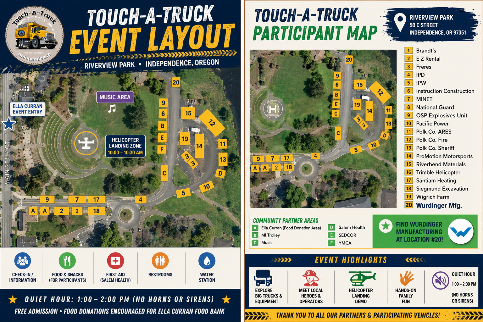 Wurdinger Manufacturing at the Touch A Truck Event Layout & Participant Map